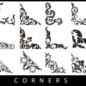 Baroque SVG Clipart and Corner svg. floral svg, floral wreath svg, floral border svg, floral frame svg, monogram frame svg