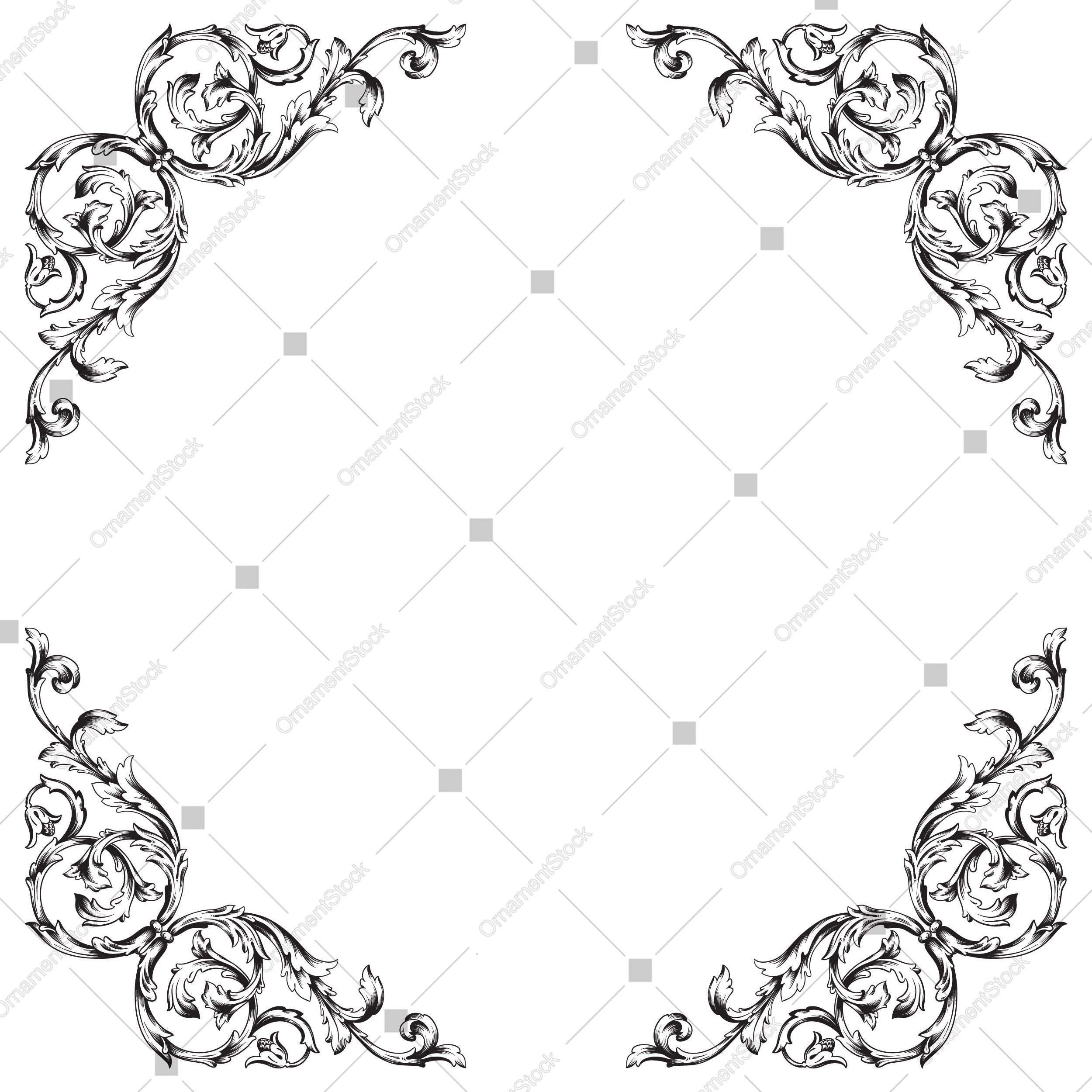 Damask Clip Art Frame svg Scroll clipart Frame swirl | Etsy