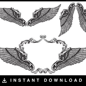 Angel wings, Angel wings svg, wings svg, digital wings vector Cut Files, clipart, in memory of, angel svg, tattoo svg, bird svg, boho SVG