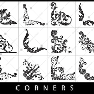 Corner svg, Ornament svg, Decor svg, Ornate corner svg, Decorative corners svg, Flourish svg, Floral svg, Floral corner svg EPS, PNG, Vector