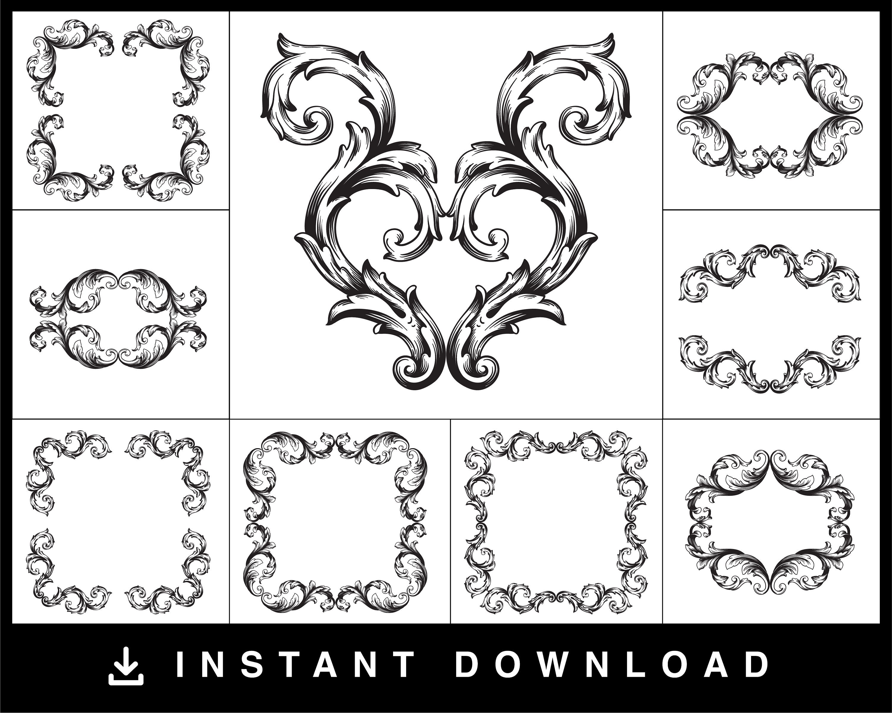 Download Vintage Baroque Frame Svg Clipart Monogram Svg Vintage Etsy