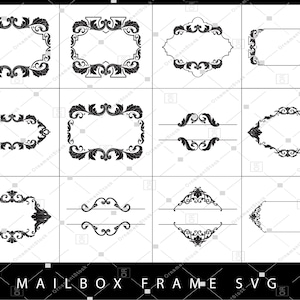 May include: A set of 12 black and white ornate frame SVG files. The frames are in various shapes and sizes, including rectangular, oval, and square. The frames are perfect for adding a touch of elegance to your designs.