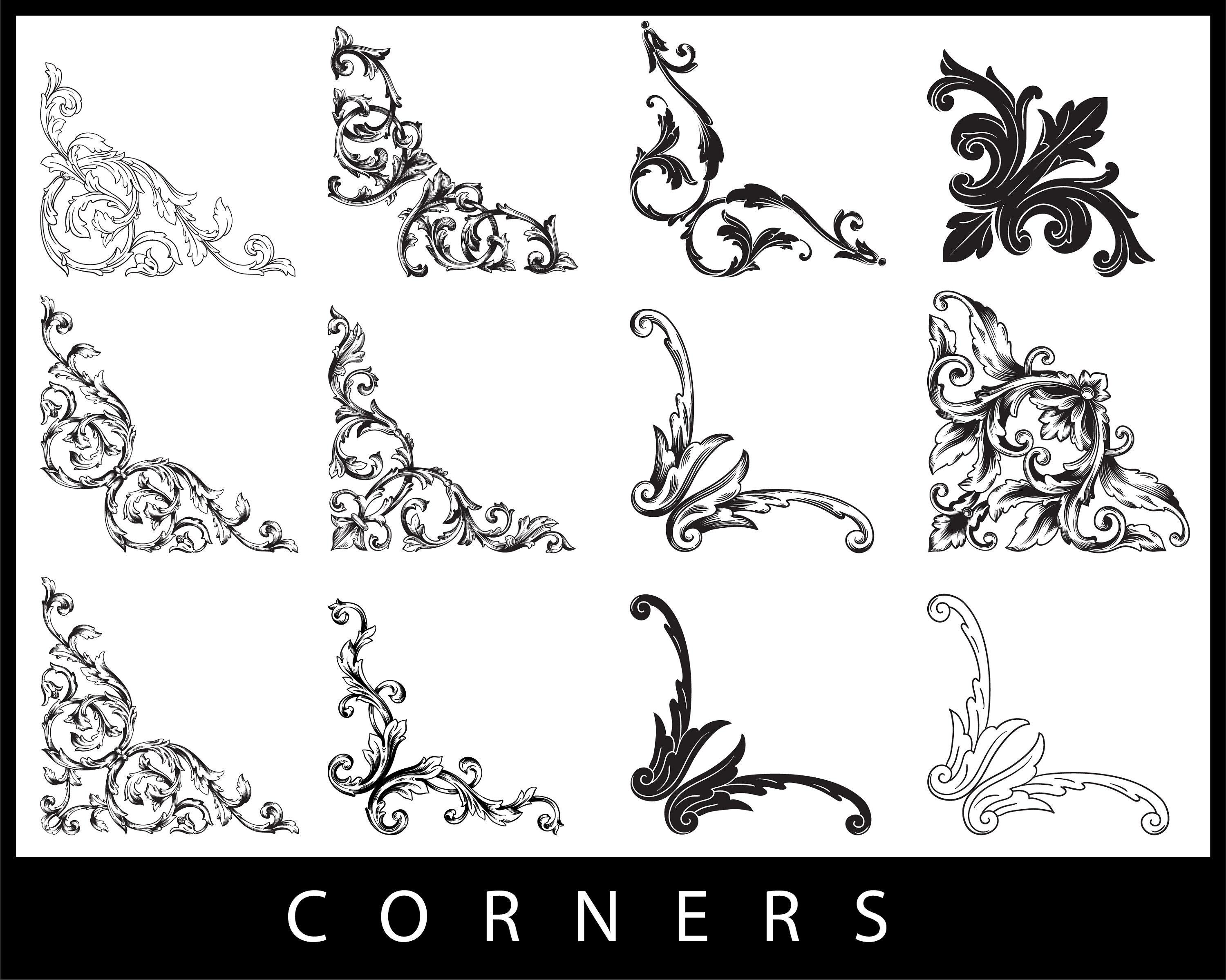 Flourish Corner and Border Stencil- 2pc.