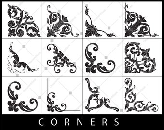 Corner svg, Ornament svg, Decor svg, Ornate corner svg, Decorative corners svg, Flourish svg, Floral svg, Floral corner svg EPS, PNG, Vector