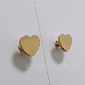 Bouton coeur en laiton massif : Poignée de tiroir d'armoire -BHK221