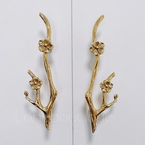 Flower Knob Solid Brass Knob Branch Cabinet Pull Drawer Knob Dresser Pull Knob Handle Kitchen Knob Pull Cabinet Pull Hardware BHK123