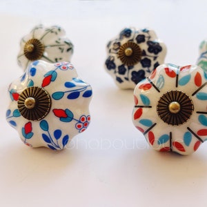 Ceramic Knob Vintage Flower Cabinet Pull Drawer Knob Dresser Pull Knob Handle Kitchen Knob Pull Cabinet Pull Hardware FGHK079