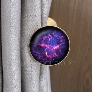Glass Cabochon Galaxy Print Curtain Holdback Solid Brass Wall Mounted Curtain Tie Backs Works Curtain Tie Back Wall Tie-back Hook QHK002