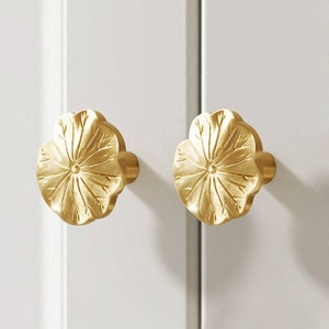 Flower Solid Brass Knob Cabinet Pull Drawer Knob Dresser Pull Knob Handle Kitchen Knob Pull Cabinet Pull Hardware BHK570