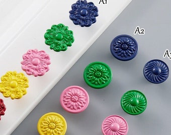 1 piece Colorful Flower Knob Cabinet Knob Pull Bronze Knob Cupboard Pull Knob Dresser Knob Dresser Pull Knobs Cabinet Pull Hardware FGHK068