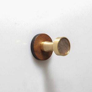 Walnut Wall Hook Solid Brass Hook Brass Wall Hook Coat Hook Key Hook Towel Hook Wall Hanger QHK021