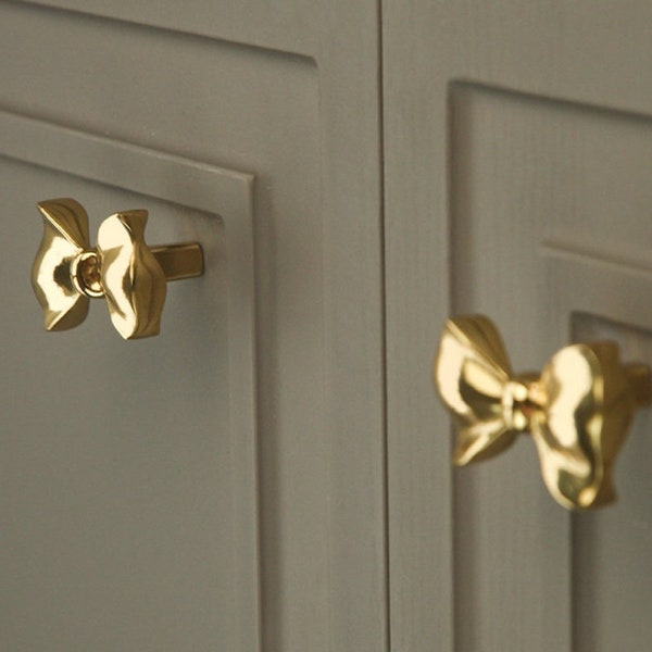 Bow Knob Solid Brass Knob Cabinet Pulls Drawer Knob Dresser Pull Knobs Handles Kitchen Knobs Pulls Cabinet Pull Hardware BHK090