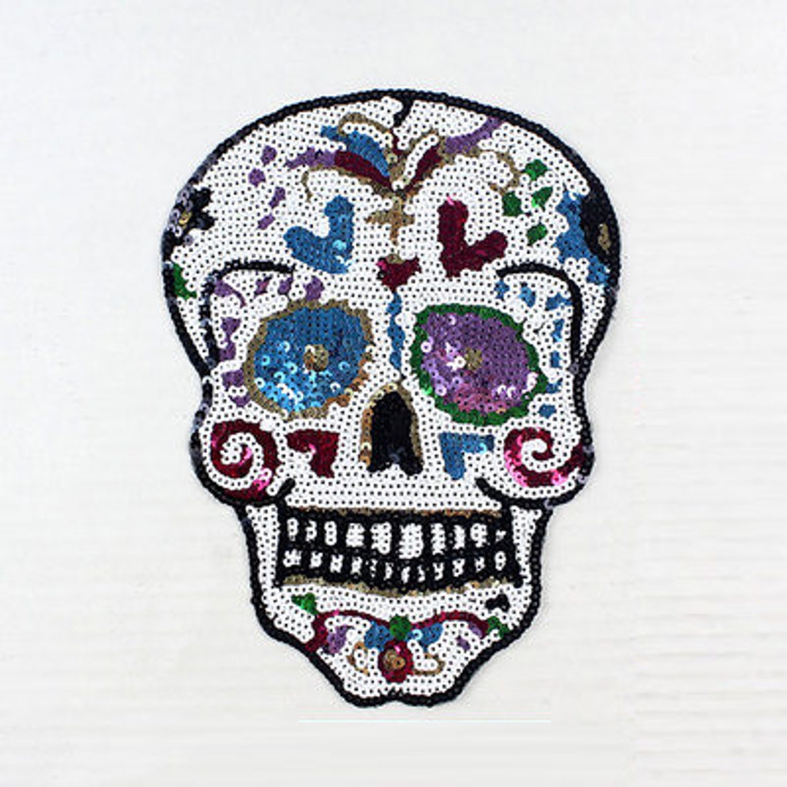 Skull Patches Applique Sewing on Patch Embroidered Sequins Etsy