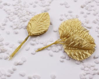 120 Pieces Artificial Leaf Gold Leaf for Millinery Crafting,Scrapbooking, Home decor, Floral Arrangements - FH455B