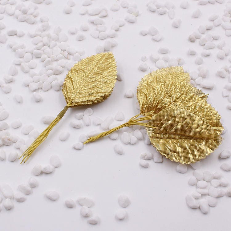 60 Pieces Artificial Leaf Gold Leaf for Millinery Etsy
