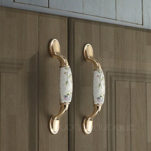 Flower Ceramic Cabinet Pull Drawer Knob Dresser Pull Knob Kitchen Knob Cabinet Pull Hardware BHK765