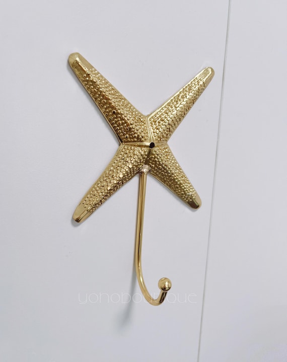 真鍮製シースターフック：木製壁装飾、コート/キーハンガー - BHK1038