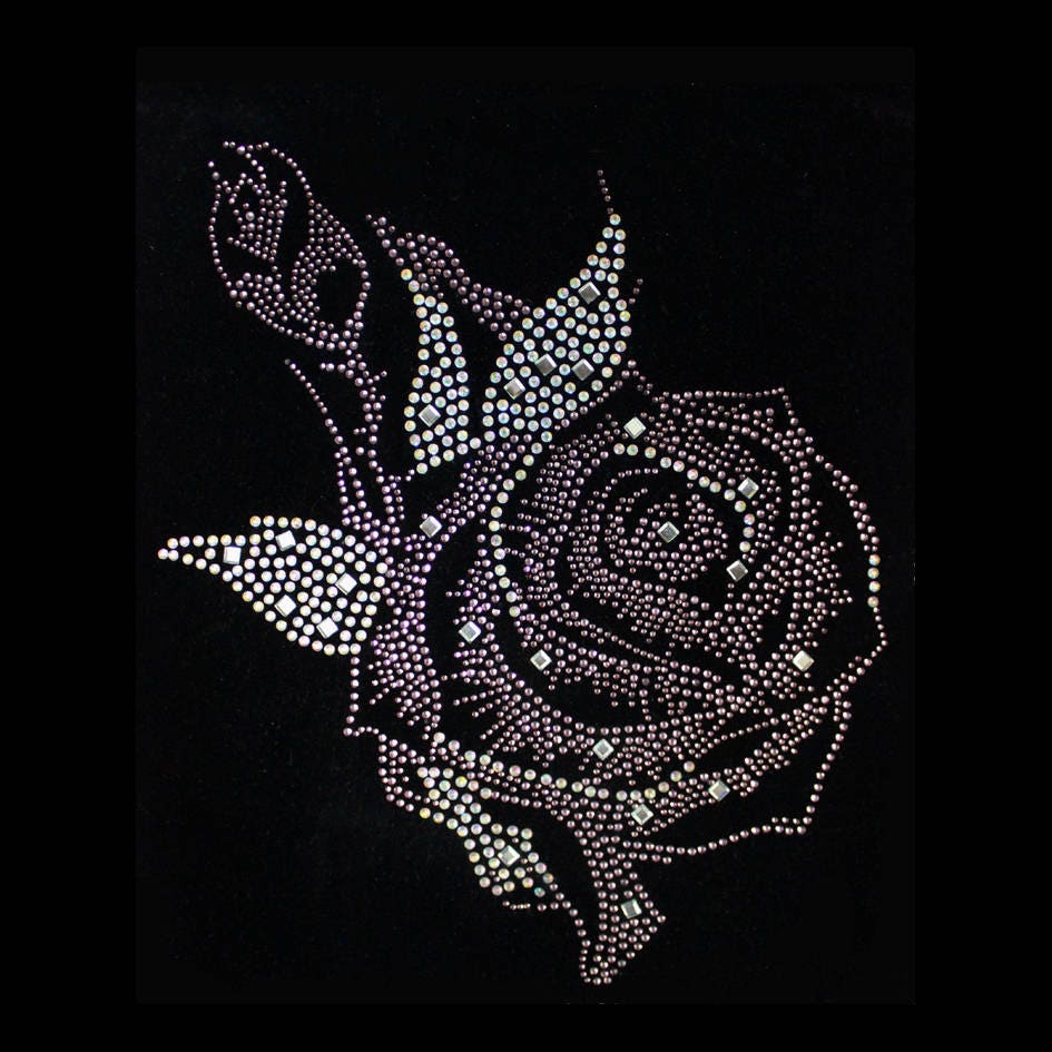 A Piece of Rose Flower Rhinestone Appliqué Iron On Rhinestone | Etsy