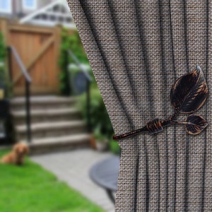 One Pair Leaf Curtain Hold backs Metal Wall Mounted Curtain Tie Backs Works Curtain Tie Back Wall Tie-back Hook QHK153