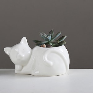 Cat Ceramic Flower Pot Succulent Ceremic Planter Pottery Home Decor Airplant Holder Home Decor Office Decor HP109