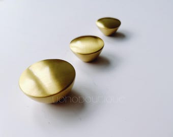 Solid Brass Round Cabinet Knob: Modern Drawer Pull -BHK181