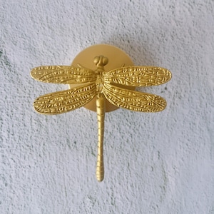 Libelle Wandhaken aus massivem Messing: Mantel, Schlüssel, Handtuchhalter -QHK098