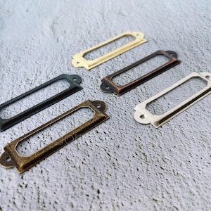 6 Zinc Alloy Label Pulls: Library Tag Cabinet Hardware -FGHK015