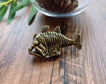 Solid Brass Fish Knob: Coastal Cabinet Drawer Pull -BHK1019