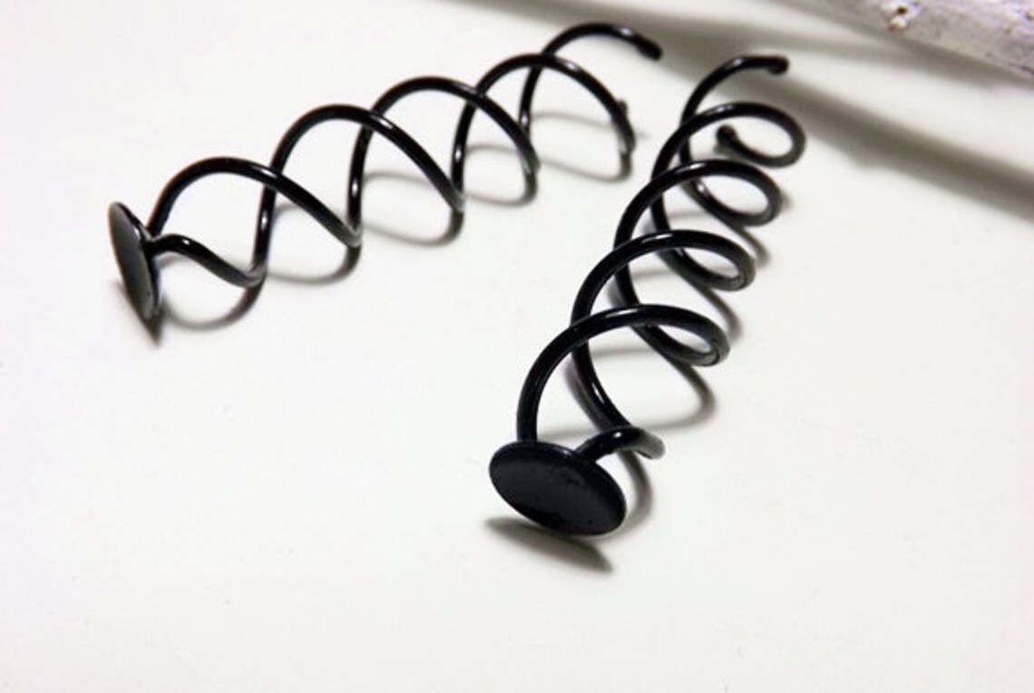 Set of 10 Hair Hair Spiral Spin Pin 10mm Glue Pad Hair Pins Etsy