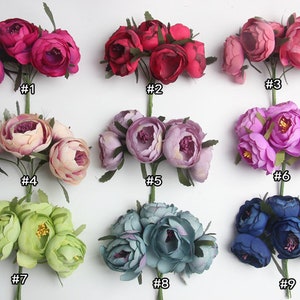 3 bundles of  Peony Artificial Flower Fabric Flower Heads for Millinery Crafting, Home decor, Floral Arrangements - NFH009