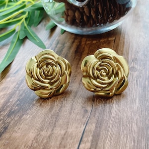 Solid Brass Flower Knob: Cabinet Drawer Pull BHK155