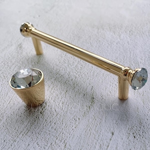 Crystal Glass Cabinet Pull Gold Metal Drawer Knob Dresser Pull Knob Kitchen Knob Cabinet Pull Hardware BHK324