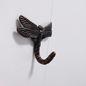 Bronze Dragonfly Metal Wall Hook Crystal Wall Hook Coat Hook Key Hook Towel Hook Wall Hanger QHK160
