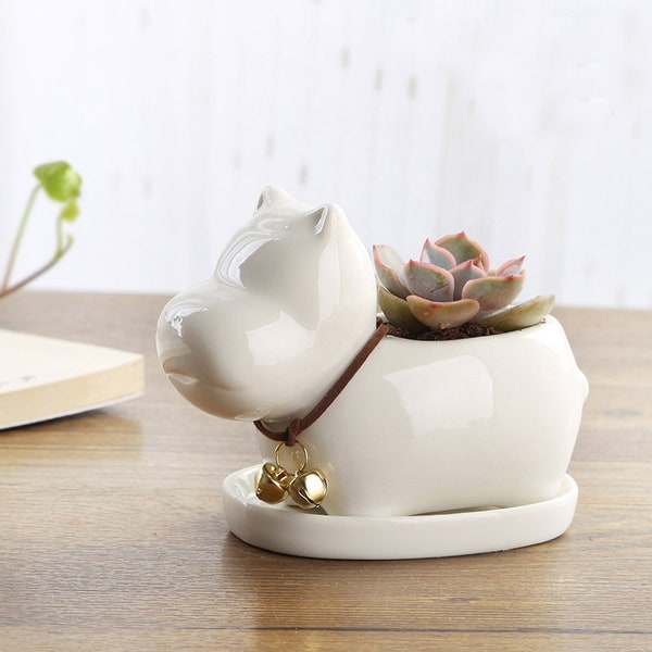 Hippo Ceramic Flower Pot Succulent Ceremic Planter Pottery Terrarium Home Decor Airplant Holder Home Decor Office Decor HP086