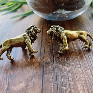 Solid Brass Lion Knob: Cabinet, Drawer, Dresser Pull - 2.45" Width -BHK1066