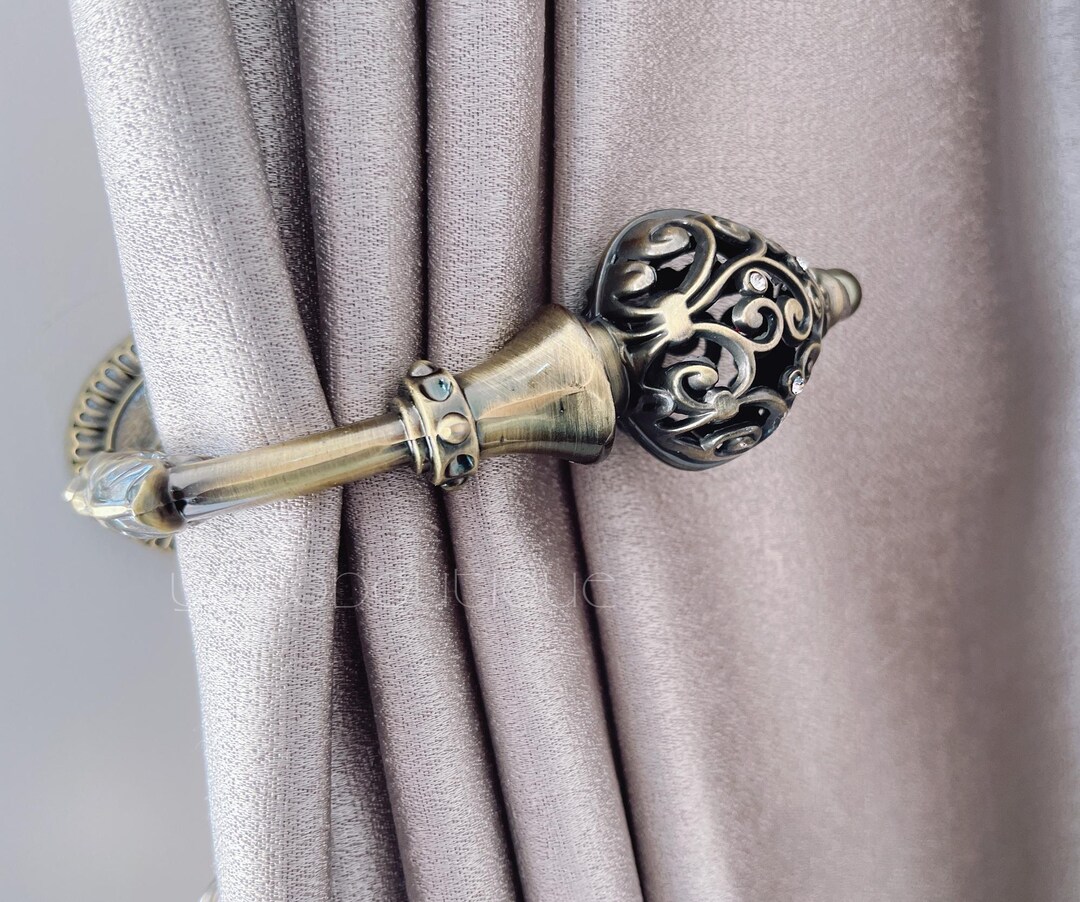 BeFur Vorhang Raffhalter – 1 Paar, Silber, U-förmig, Vintage-Design Mit Kristallknauf