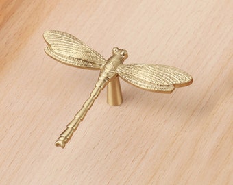 Dragonfly Knob Solid Brass Knob Maple Cabinet Pulls Drawer Knob Dresser Pull Knobs Handles Kitchen Knobs Pulls Cabinet Pull Hardware BHK184