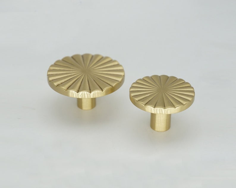 Sun Solid Brass Knob Round Cabinet Pulls Drawer Knob Dresser Pull Kitchen Knobs Pulls Cabinet Pull Hardware BHK245 image 2