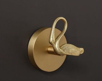 Swan Solid Brass Hook Wood Wall Hooks Coat Hook Key Hooks Towel Hook Wall Hanger QHK102