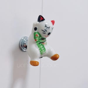 Cat Ceramic Knob Vintage Porcelain Cabinet Pull Drawer Knob Dresser Pull Knob Handle Kitchen Knob Pull Cabinet Pull Hardware BHK956