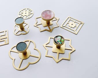 Perilla de placa trasera de latón macizo: herrajes para gabinetes y cajones - BHK65