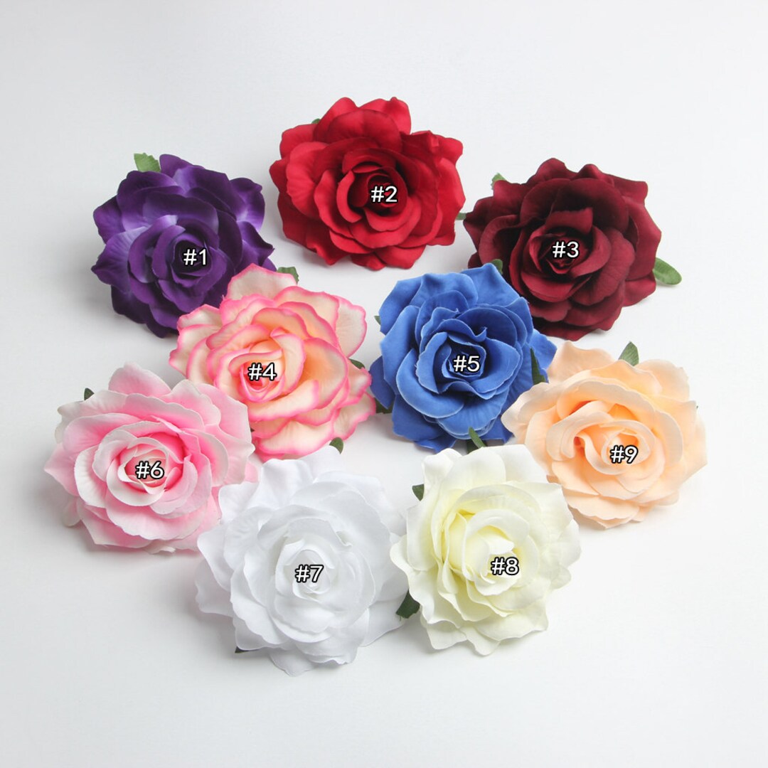 2 Pieces Rose Head Artificial Flower Fabric Flower Heads for Etsy