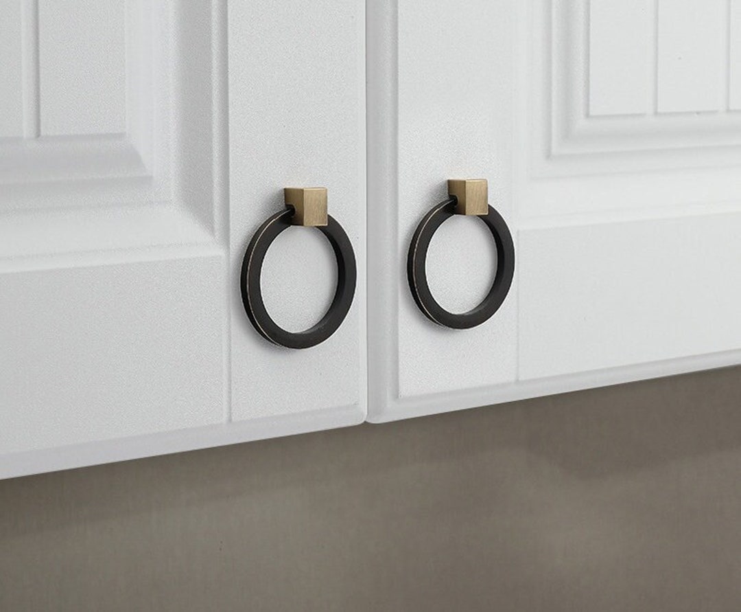 Solid Brass Ring Knob Drop Ring Pulls Drawer Knob Etsy