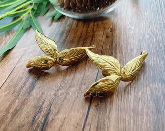 Solid Brass Leaf Knob: Cabinet & Drawer Pull -BHK895