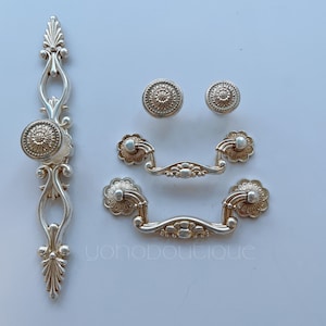 Vintage Silver Tone Backplate Pull Metal Drawer Knob Dresser Pull Knob Kitchen Knob Cabinet Pull Hardware BHK458