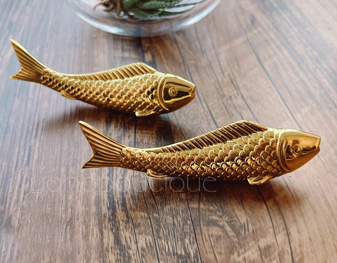 Fish Knob Solid Brass Knob Maple Cabinet Pulls Drawer Knob Dresser Pull ...