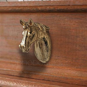Solid Brass Unicorn Knob: Cabinet Drawer Pull Handle -BHK078