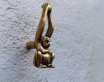 Solid Brass Monkey Knob: Cabinet Drawer Pull -BHK1009