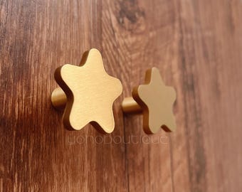Solid Brass Star Knob: Cabinet Drawer Pull, Kitchen Hardware -BHK218