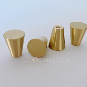 Solid Brass Cone Knob: Cabinet Drawer Dresser Pull - BHK014